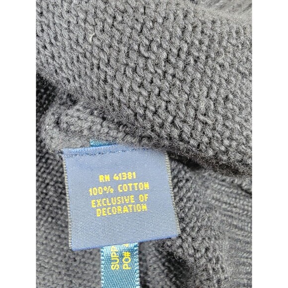 Polo Ralph Lauren Sweater Mens 2XL Navy Quarter Zip Mock Neck Cotton Red Pony - Picture 6 of 11